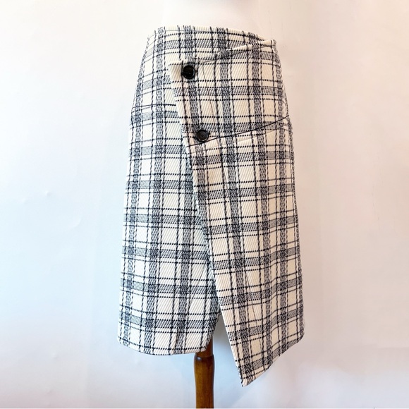 Marni Asymmetric Plaid Wrap Skirt Size 44 NEW NWT